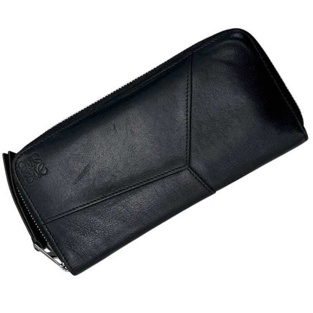 Loewe Organizer Long Wallet Puzzle Round Zipper Leather Black